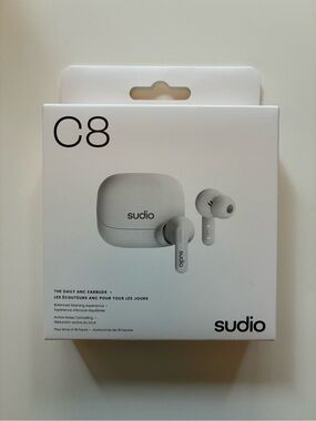 Sudio C8 Wireless Earbuds — White. Brand new in box.